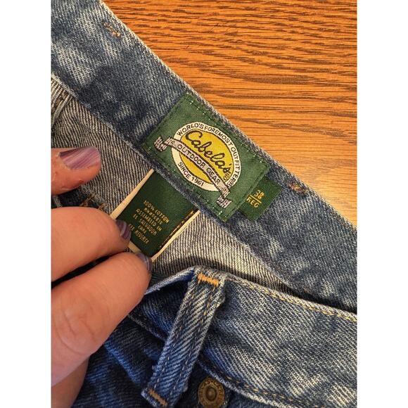 Cabelas 100% Cotton Denim Indigo Blues Jeans Men Sz 38x30 Straight Leg Pants Zip - Picture 2 of 7